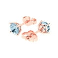 thumbnail image 2 of 14K Solid Gold Push Back Stud Earrings for Women | 1.5 cttw Round Cut Natural Aquamarine | Rose Gold, 2 of 5