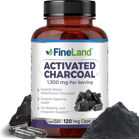 Fineland Vitamins Activated Charcoal Detox Cleanse, 120 Vegan Pills