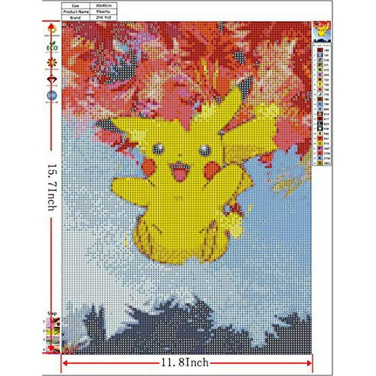  NOOCREAL DIY 5D Diamond Painting Kits for Adults, Pokémon Full  Drill Diamond Art Cross Stitch for Home Wall Decor(Pikachu/30X40cm)