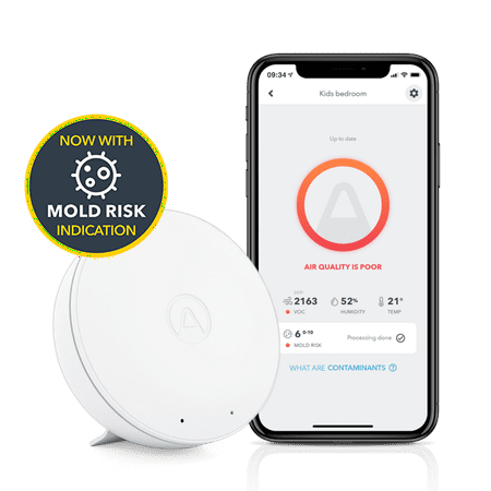 Airthings Wave Mini - Indoor Air Quality Monitor with Mold-Risk Indication