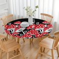 thumbnail image 3 of Red Mushroom Line Black Pattern Round Fitted Tablecloth with Elastic Edge,Dining Table Cover Waterproof,Outdoor Round Tablecloth for Camping,Dining,Indoor and Outdoor, 3 of 7