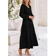 thumbnail image 3 of PRETTYGARDEN Women's Midi Dresses Spring Long Sleeve V Neck Tiered Smocked A Line Long Flowy Dress, 3 of 6