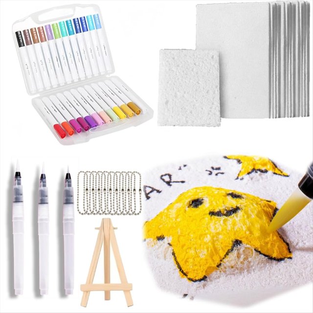 Pintura Mágica Hinchable, Esponja Mágica para Lienzo de Dibujo 3D, Kit de Pintura con Textura de Espuma, Kit de Pintura con Textura de Palomitas de Maíz Hinchadas