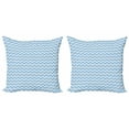 thumbnail image 1 of Abstract Throw Pillow Cushion Cover Pack of 2, Continuous Pattern with Rounds and Leaves in Monochrome Design Print, Zippered Double-Side Digital Print, 4 Sizes, Sea Blue and White, by Ambesonne, 1 of 2