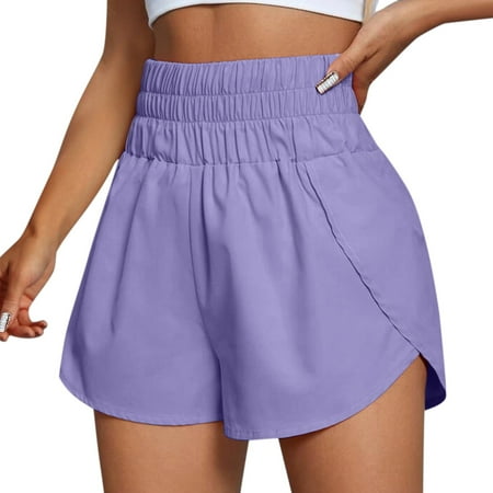 WNVMWI Womens Shorts Boxer Shorts for Women Khaki Shorts Womens Running Quick Dry Shorts Workout Elastic Waist Athletic Yoga Pants Sports Pants Athletic Gym Workout Shorts Hot Pants Purple Dressy 2XL