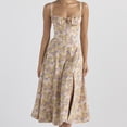 thumbnail image 1 of Vestido Midi Vestido Vestido Midi Bandage para mujer Vestido de fiesta sin mangas con estampado floral (Amarillo XL) Kuymtek para Mujer Amarillo T S, 1 of 6