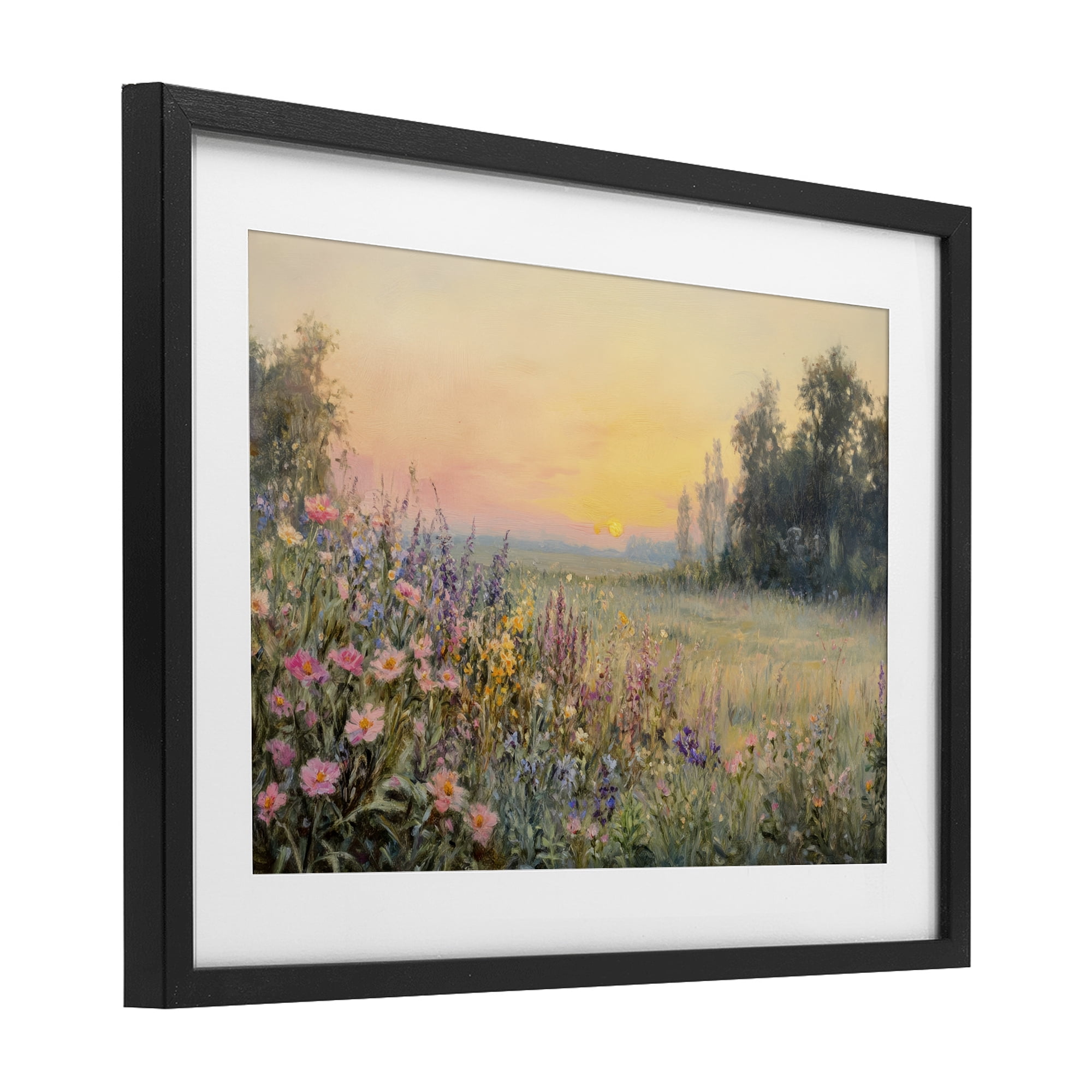 Stupell Industries Serene Twilight Meadow Black Framed Print Under Glass, design by Petal Prints Design