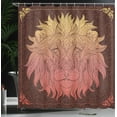 thumbnail image 4 of Ambesonne Savannah Shower Curtain, Lion Floral Ornate Art, 69"Wx84"L, Maroon and Yellow, 4 of 5