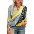 thumbnail image 4 of Zedker Casual Loose Fits V-Neck Tunic Tops for Women,Elegant Unique Printed Blouses with 3/4 Sleeve, Comfy Soft Shirts for Fall,Gray,S, 4 of 7