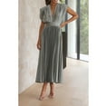 thumbnail image 4 of Qiopertar Women's Loose Sleeveless V-Neck Zipper Dress Backless Casual Party Beach Vacation Fashion Dress, Gray XL, 4 of 7