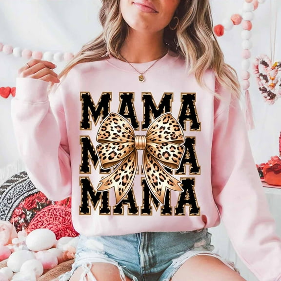 Leopard Print Mama Coquette SweatSweatshirt, Trendy Wild Mom Pullover, Cheetah Bow Mom Life Sweater, Animal Print Gift for Moms