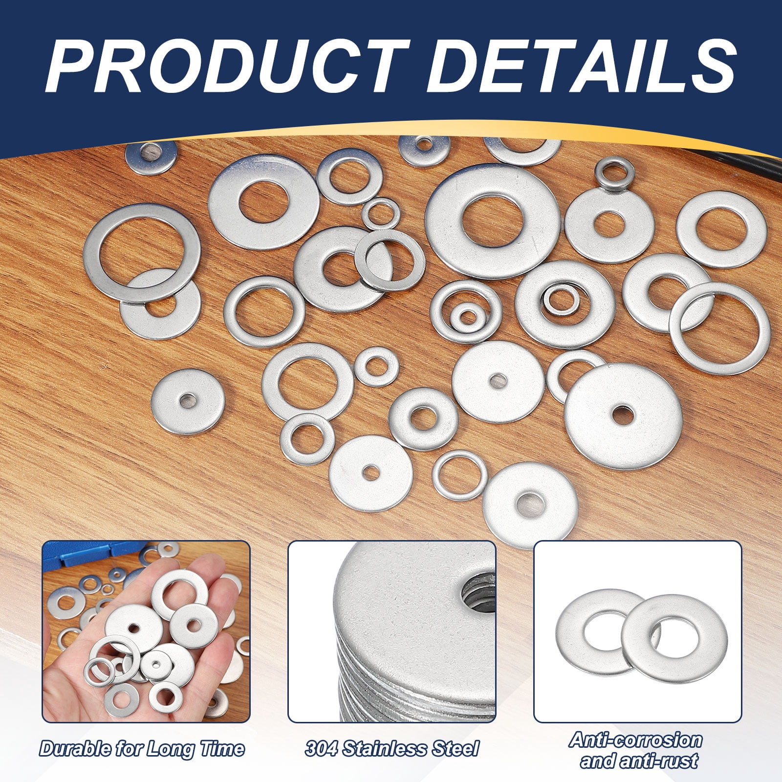 Uxcell M10 x 40mm Metal Screw Washers Set, 36Pcs 304 Stainless Steel Flat Washers