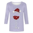 thumbnail image 4 of Fiaer Christmas Women T Shirts Shine Glass Trendy Tshirts Xmas 3/4 Sleeve Crew Neck Oversized Leisure Comfort Tops Light Purple L, 4 of 5