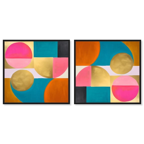 Art Remedy Contemporary Art Canvas, 12" x 12", Black Frame, Polygons Puzzle Set