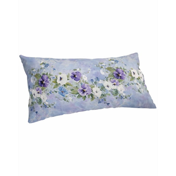 Purple White Flowers Pillow Covers King Size, Spring Farmhouse Botanical Floral Soft Bed Throw Pillowcases Breathable Cooling Long Lumbar Body Pillow Sham Cover for Bed Sofa 20''x40''