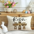 thumbnail image 5 of He is Risen Easter Lumbar Pillow Covers 12x20 inch Religious Faith Cross Porch Outdoor Pillowcase, Bow Christian Farmhouse Spring Decor Throw Pillow Covers for Home Sofa Couch（3-12b）, 5 of 6