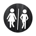 thumbnail image 4 of Cantero de baño redondo Señal de identificación de baño Letrero de baño de madera de baño para la cafetería de la pared de la oficina Negro, 4 of 8