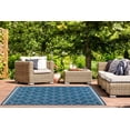 thumbnail image 4 of SAFAVIEH Courtyard Neville Geometric Trellis Indoor/Outdoor Area Rug, 6'7" x 9'6", Navy/Light Beige, 4 of 10