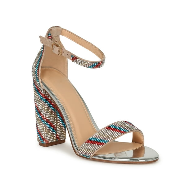multi colored rhinestone heels