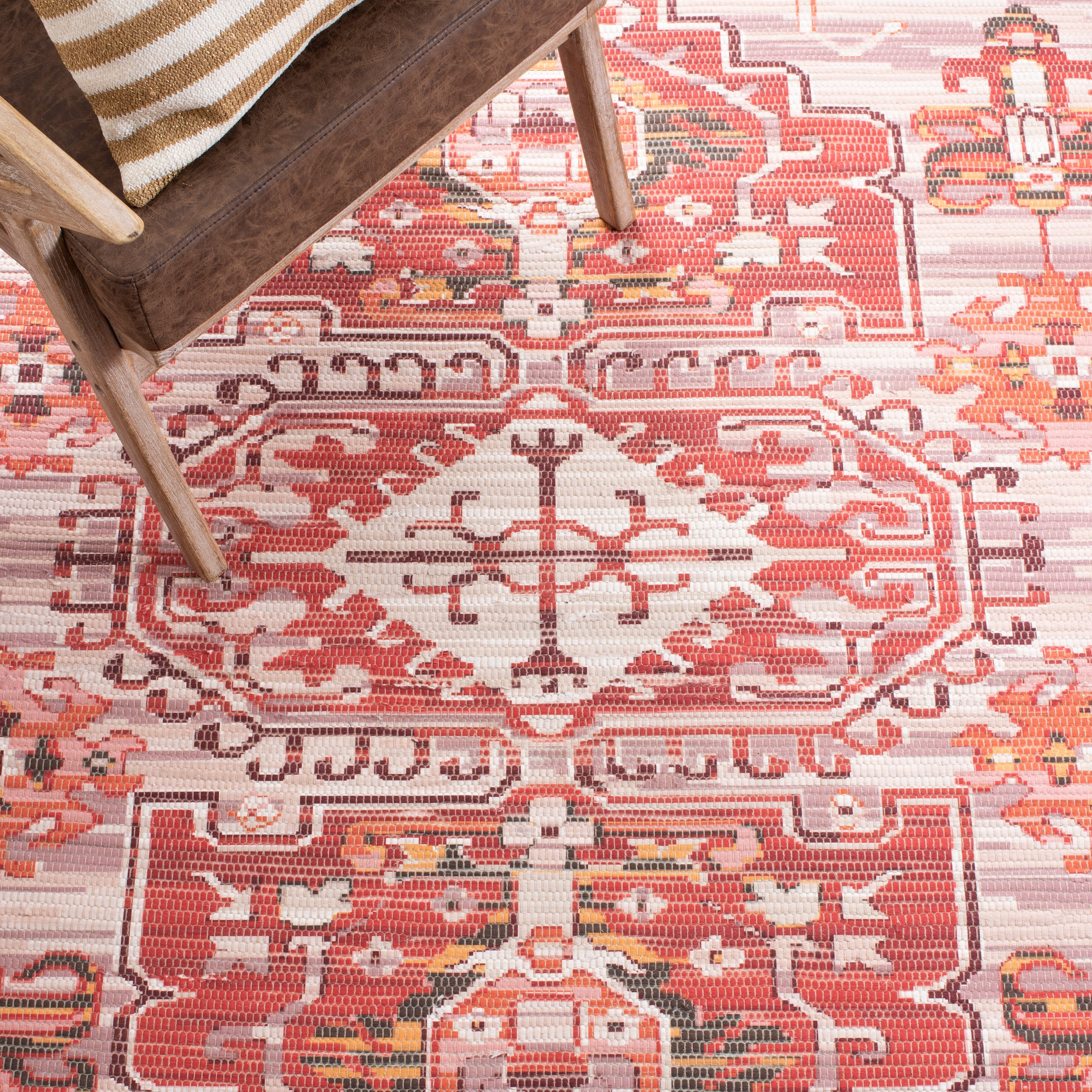 SAFAVIEH Saffron Seanna Oriental Polyester Area Rug, Terracotta/Ivory, 8' x 10'