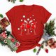 thumbnail image 2 of Gibobby Tops navideños para Mujer Camiseta de manga corta con cuello redondo y estampado de Navidad para mujer(Rojo,XG), 2 of 5