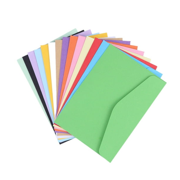 BRIGHTFUFU 100 mini sobres en blanco de colores caramelo, para papelería, regalo, color liso, para correo, fotos, cartas, oficina y escuela (colores aleatorios).