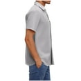 thumbnail image 6 of Xunlbb Mens Shirts Short Sleeve Clearance! Men Casual Solid Color Turndown Collar Button Short Sleeved Shirt on Clearance, Light Gray S, 6 of 8
