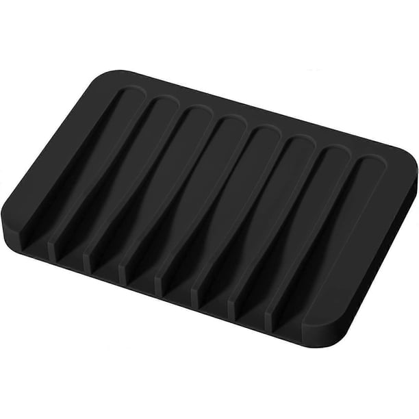 Silicone Soap Dish, Soap Bar Holder with Drainage for Bathroom Shower, Soap Tray for Kitchen Sink, Black