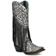 thumbnail image 2 of Corral Boots Womens Crater Fringe Glitter Tooled Inlay Snip Toe Cowboy  Mid, 2 of 3