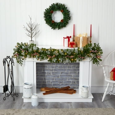 Nearly Natural 6' Prelit LED Snow Tipped Artificial Christmas Garland
