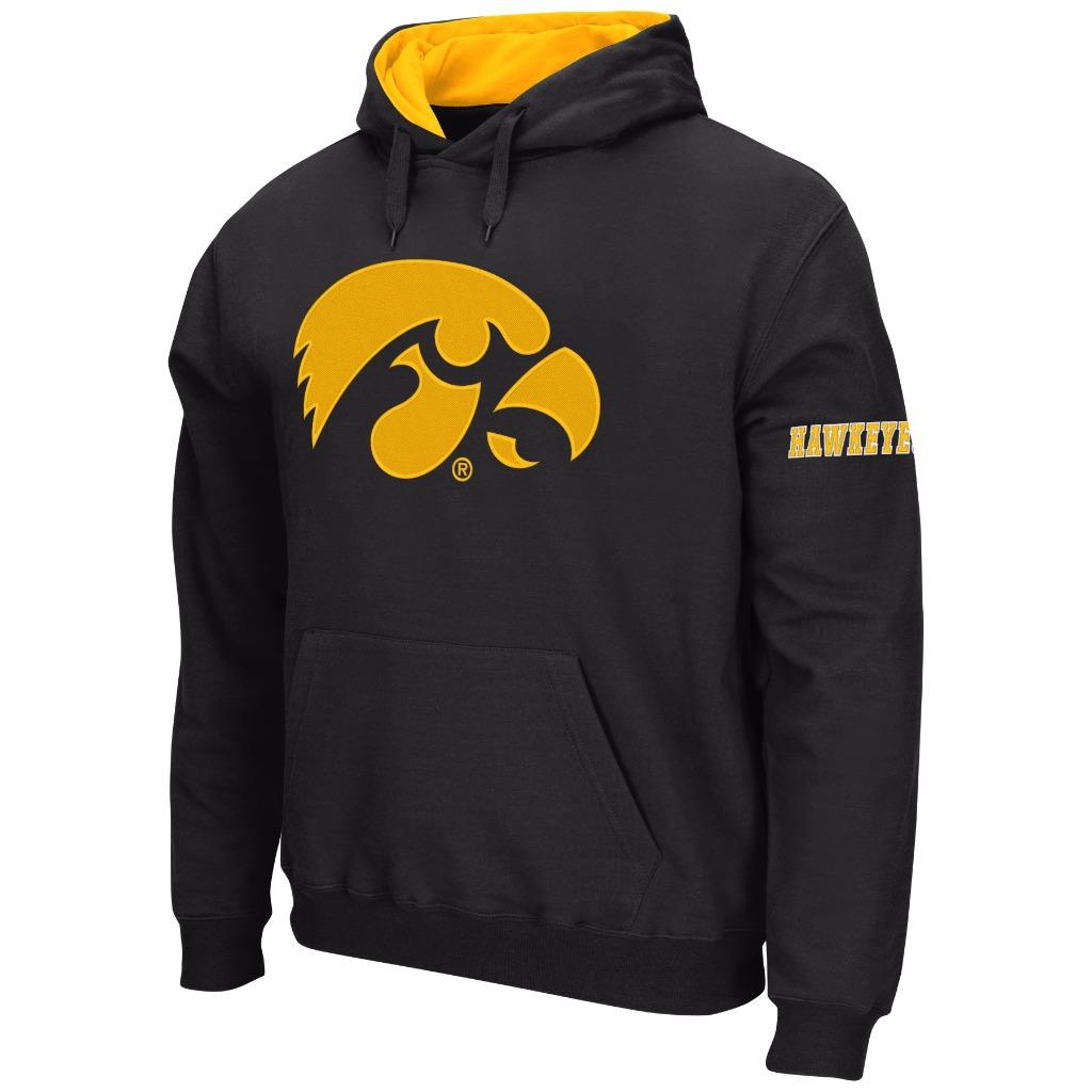 Mens NCAA Iowa Hawkeyes Pull-over Hoodie (Black) by Colosseum