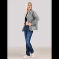 thumbnail image 4 of Chaquetas Acolchadas para Mujer, Informales, de Cuello Alto, Larga, Abrigos de Invierno Extragrandes con Cremallera Gris XXL, 4 of 7