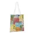 thumbnail image 2 of YFYANG Reusable Cotton Canvas Tote Shopping Bag, Colorful Architectural Patterns Washable Portable Grocery Bag for Daily Travel, 2 of 8