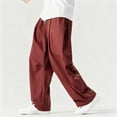 thumbnail image 6 of LMOIPLI Mens Ultra Loose Hip Hop Street Fashion Pants Elastic Waistband Drawstring Wide Leg Cargo Pant Baggy Harem Pant Wine XXXXL, 6 of 7