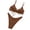 Brown, variant on Women's Solid Color Underwire Push Up Bikini Swimsuit Two Piece Set Diamond Bikini Summer Beach Vacation Swimwear, White L