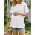 thumbnail image 4 of Weardear 4 Packs Maternity Shirts Crew Neck Batwing Short Sleeve Pregnancy Tunic Tops Split Side Summer T Shirt for Women, 4 of 6