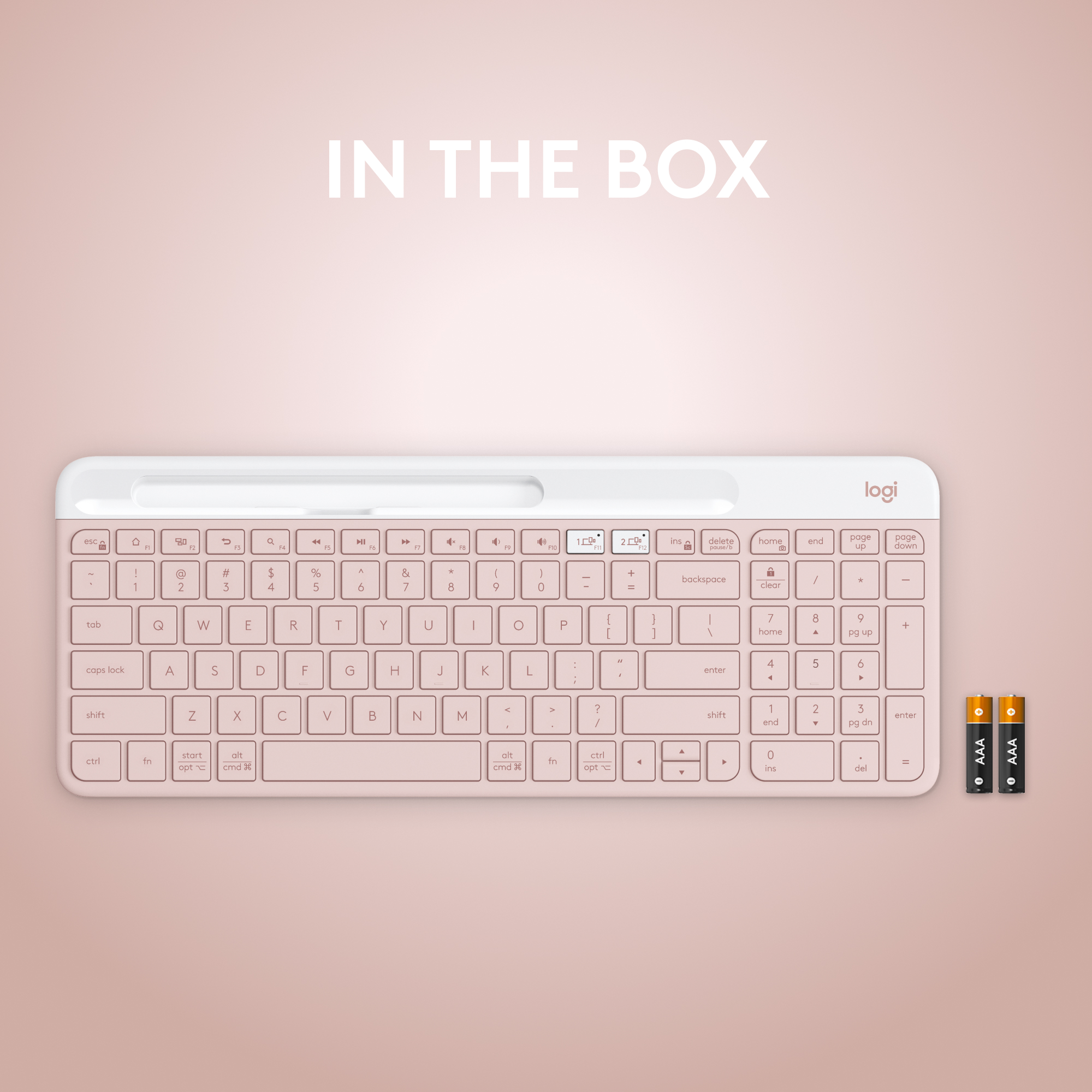 Logitech K585 Multi-Device Slim Wireless Keyboard with Cradle, Rose photo 2