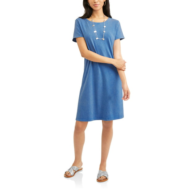 Time and Tru Women's Essential T-shirt Dress - Walmart.com