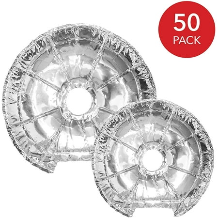 

Electric Stove Burner Covers (50 Pack) Disposable Aluminum Foil 6 Inch and 8 Inch Round Bib Liners