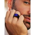 thumbnail image 5 of Bestyle Chunky Signet Ring for Men Big Blue Created Sapphire Stainless Steel Band Ring Fashion Thumb Pinky Ring Jewelry Gift Size 10, 5 of 9