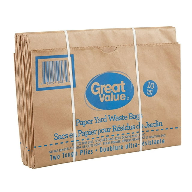 Great Value Paper Yard Waste Bags, 10 Bags