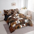 thumbnail image 2 of Homewish Bohemian Checkered Animals 7 Pieces Full Size Bedding Sets,Vintage Deer Bear Full Size Bed in a Bag,Brown,Black Reversible, 2 of 8