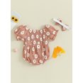 thumbnail image 4 of Bagilaanoe Newborn Baby Girl Rompers Flower Print Short Sleeve Bodysuit + Headband 6M 12M 18M 24M Infant Summer One Piece Jumpsuit, 4 of 9