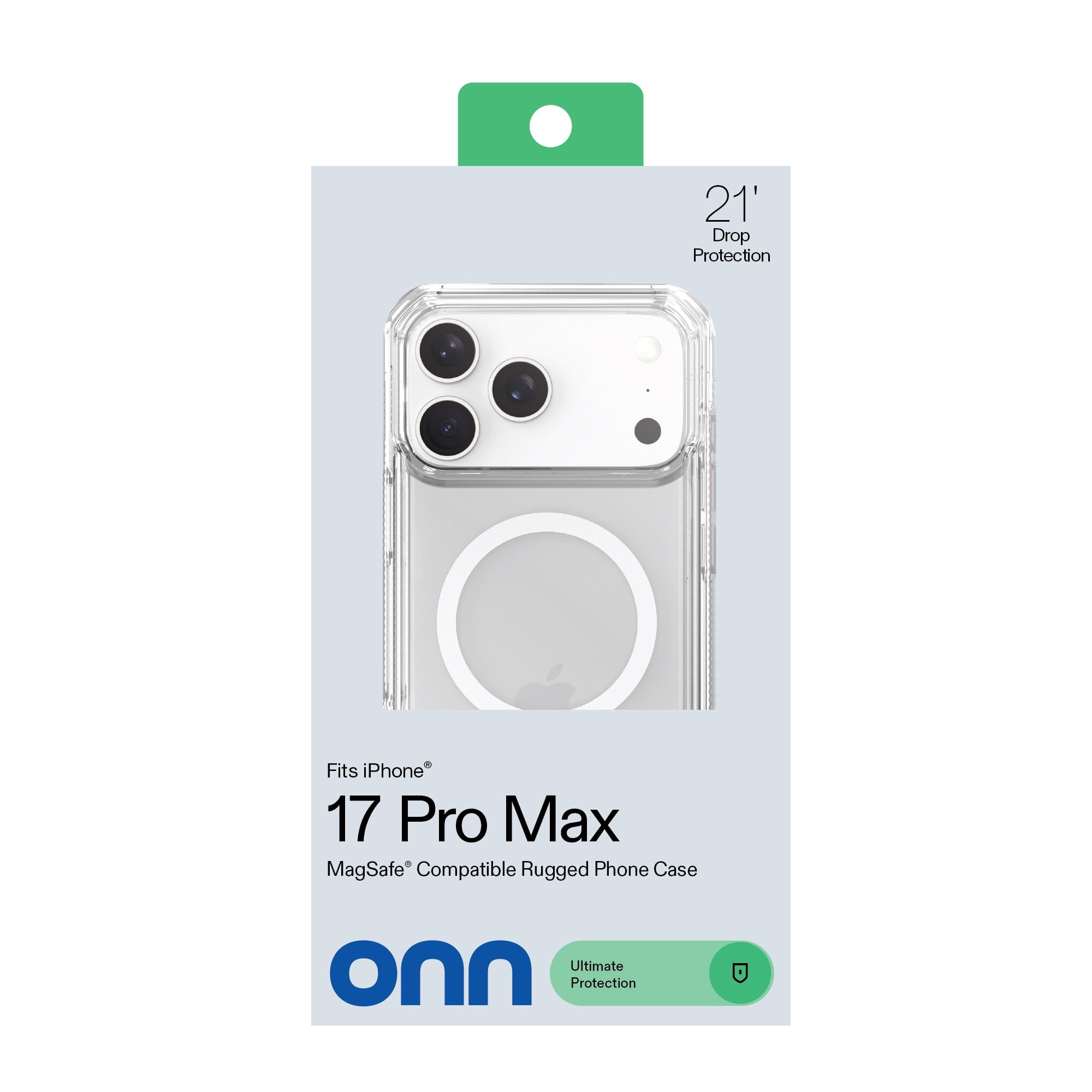 onn MagSafe Compatible Rugged Phone Case for iPhone 17 Pro Max - Clear