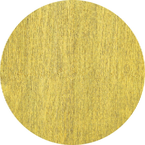 Ahgly Company Machine Washable Indoor Round Abstract Yellow Contemporary Area Rugs, 5' Round