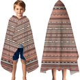 thumbnail image 3 of Boho Red Striped Ethnic Pattern Hooded Bath Towel，60"x35" for Ages 3 To 12 Kids, Quick Dry Lightweight Soft Microfiber Hood Beach Towel Cover Up for Kids, 3 of 7