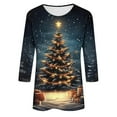 thumbnail image 5 of Christmas 3/4 Sleeve T Shirts for Women Plus Size T Shirt Crew Neck Casual Tops Fashion Printed Round Neck Tops, 5 of 5