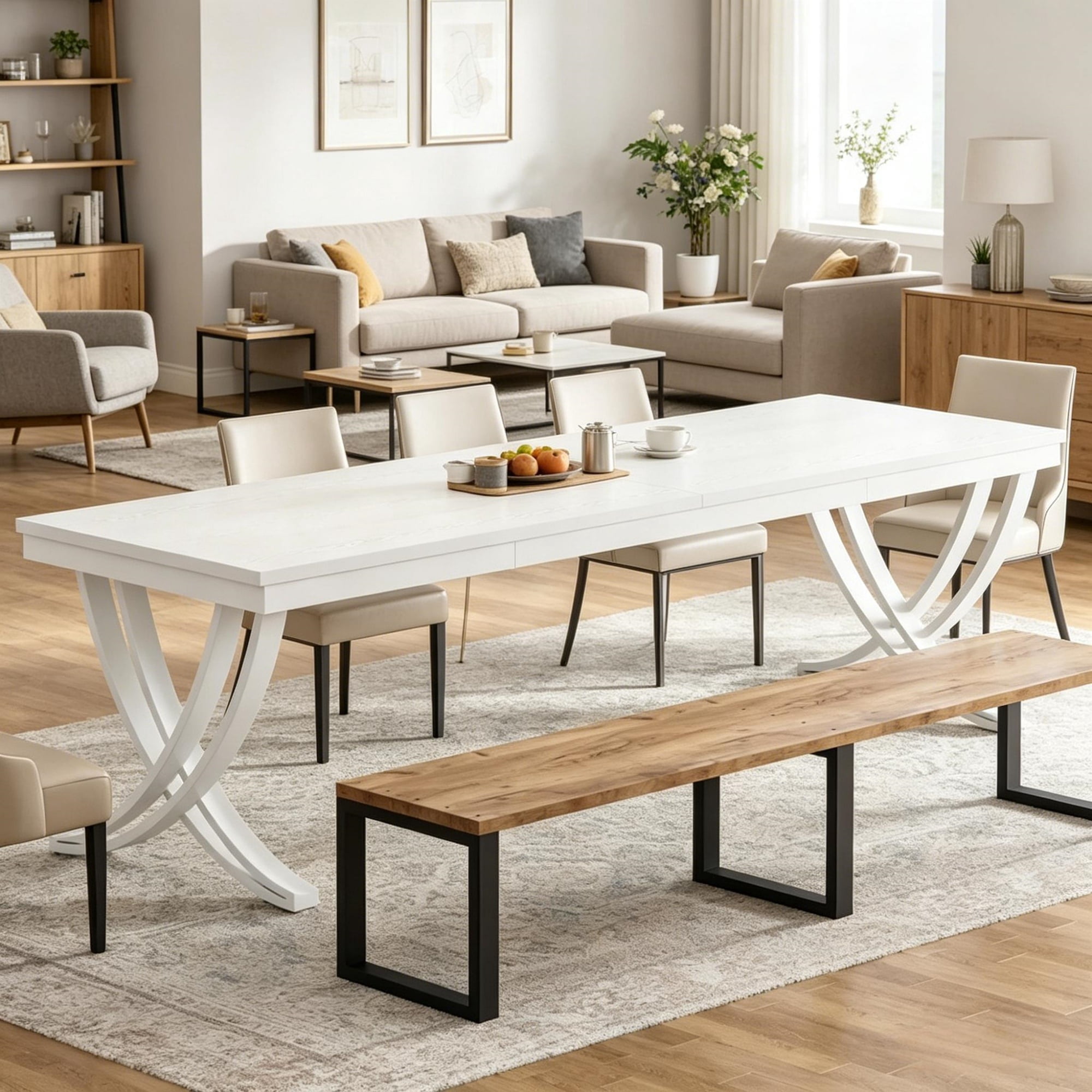 Astoutdoor Dining Table, Rectangular, Seats 6-8, 78 in Length