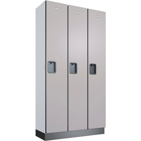 Global Industrial 299226 1-Tier 3 Door Wood Locker - 36 x 15 x 72 in. - Gray - Assembled