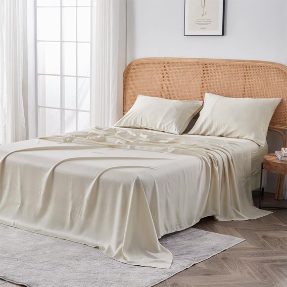 Sijo AiryWeight Tencel Sheet Set, 100% Lyocell Derived from Eucalyptus, Buttery Soft, Architectural Digest 2022 Best Cooling Sheets Winner - 3pc - 2 Pillowcases 1 Fitted (Fog, Queen)
